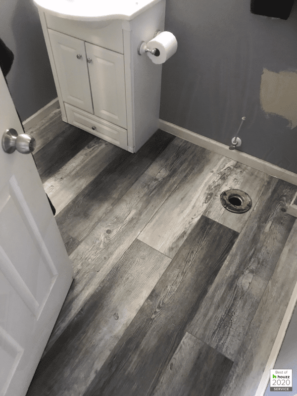 Southwind Authentic Plank Highland Gray in a bathroom