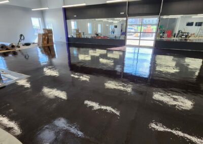 Ardex MC Rapid installed over concrete at Anytime Fitness in the Jamestown Buffalo Mall in North Dakota.